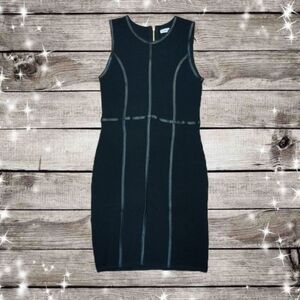 Calvin Klein Black Sleeveless Ribbed Bodycon Sheath Dress sz M